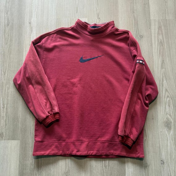 Sweater Rollkragen Pulli Nike Herren Vintage 90er Jahre Nike Rot