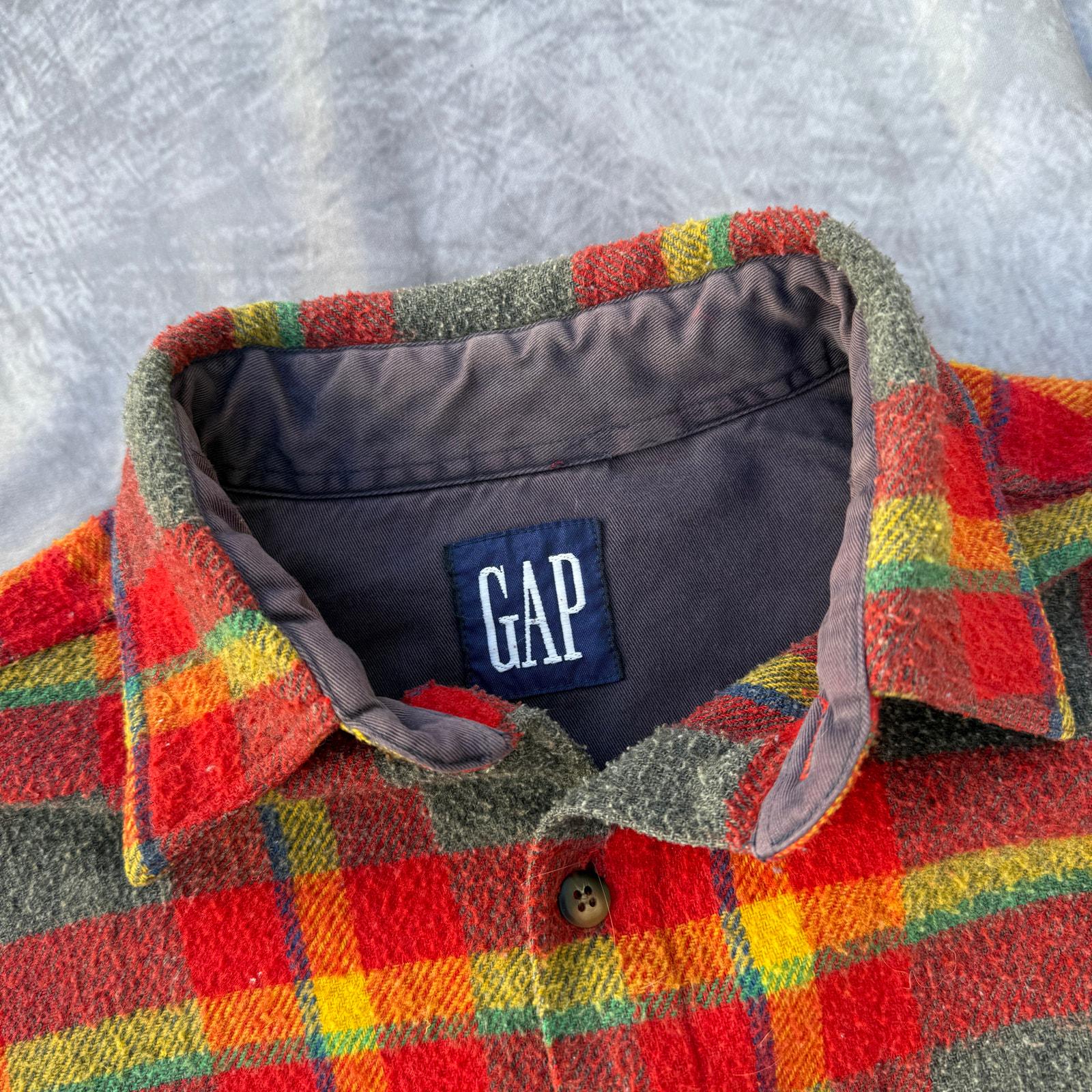 Men's Vintage 90's Gap Red Yellow Flannel Button up Long Sleeve
