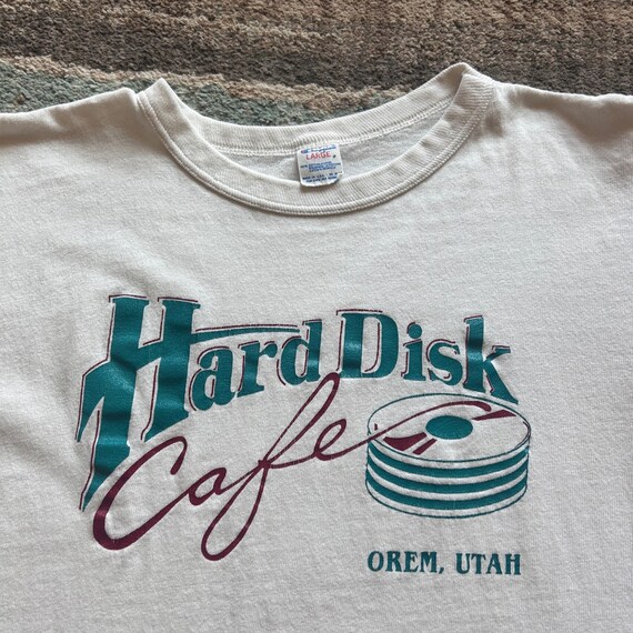 Vintage 80's Champion Hard Disk Cafe Orem Utah Wh… - image 2
