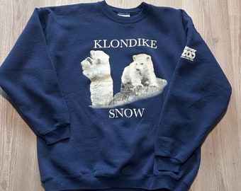 Vintage 90er Denver Zoo Klondike & Snow Eisbären Crewneck Sweatshirt Sz XL