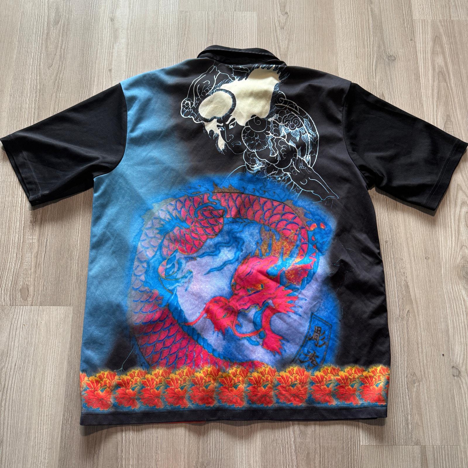 90s vintage embroidery shirt 和　スカシャツ 激レア】 90s OLD SHIMANO 釣り Tシャツ 和柄 ダメージ加工
