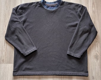 Sweat-shirt vintage homme Patagonia Rhythm, gris bleu, col ras du cou en polaire, XL