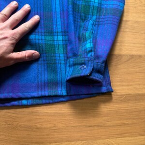 Women's Vintage 80's Pendleton Purple Blue Green Wool Flannel Shirt Sz 10 Medium image 4