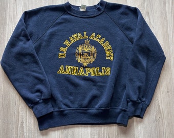 Vintage 80's U.S. Naval Academy Annapolis Navy Crewneck Pullover Sweatshirt Sz S