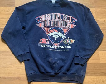 Vintage 90's Denver Broncos Super Bowl Champions Blue Crewneck Sweatshirt Sz L