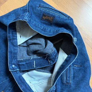 Vintage Wrangler jaren 90 dames Wrangler hoog getailleerde donkerblauwe denim westernjeans 30 x 32 afbeelding 4