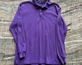 Vintage 90s Polo Ralph Lauren Purple Long-sleeve Polo - Nineties