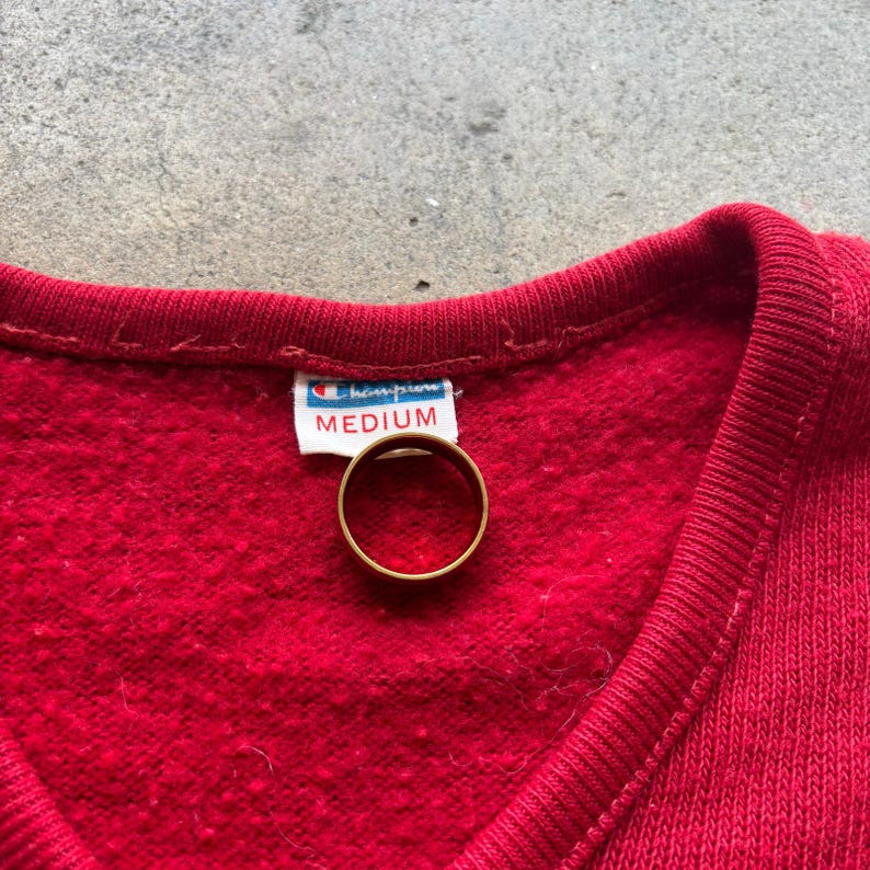 Vintage 80's Champion UNC North Carolina Tar Heels Red V-Neck Pullover Sweater M image 4