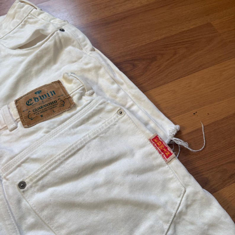 Lot of 2 Women's Vintage 1970's Edwin White Cutoff Denim Jean Shorts Jorts Sz 26 image 10