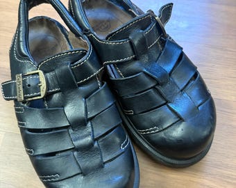 Vintage Y2k Doc Dr. Martens Black Leather Fisherman Closed Toe Sandals Sz 9 Mens