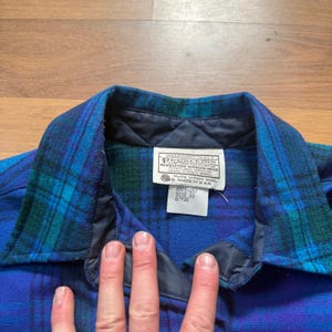 Women's Vintage 80's Pendleton Purple Blue Green Wool Flannel Shirt Sz 10 Medium image 3