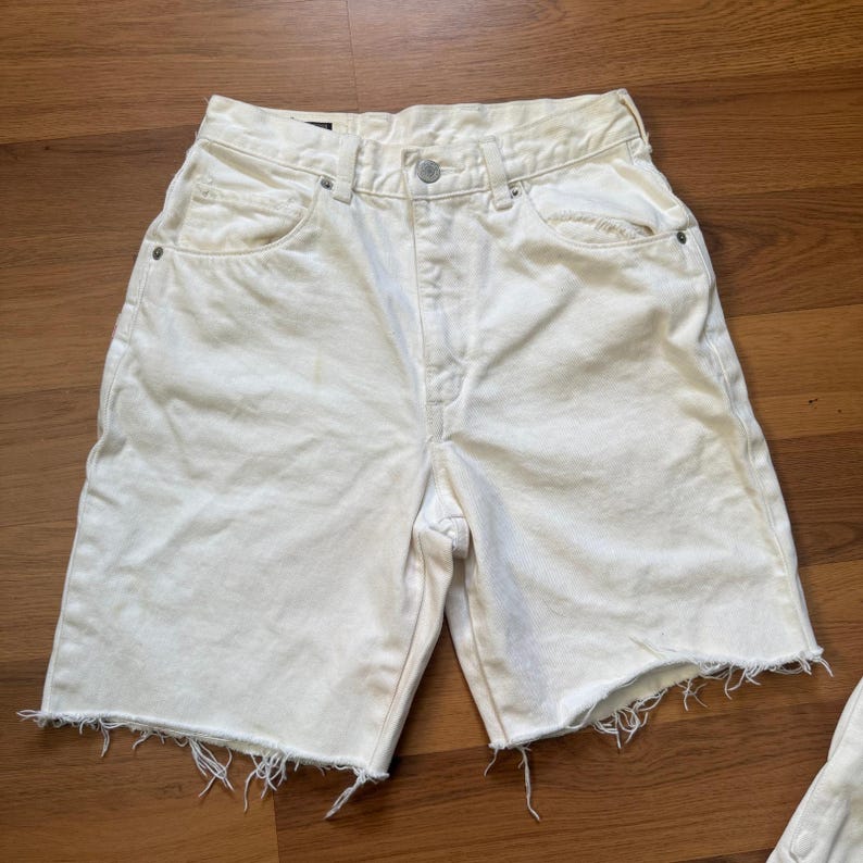 Lot of 2 Women's Vintage 1970's Edwin White Cutoff Denim Jean Shorts Jorts Sz 26 image 3