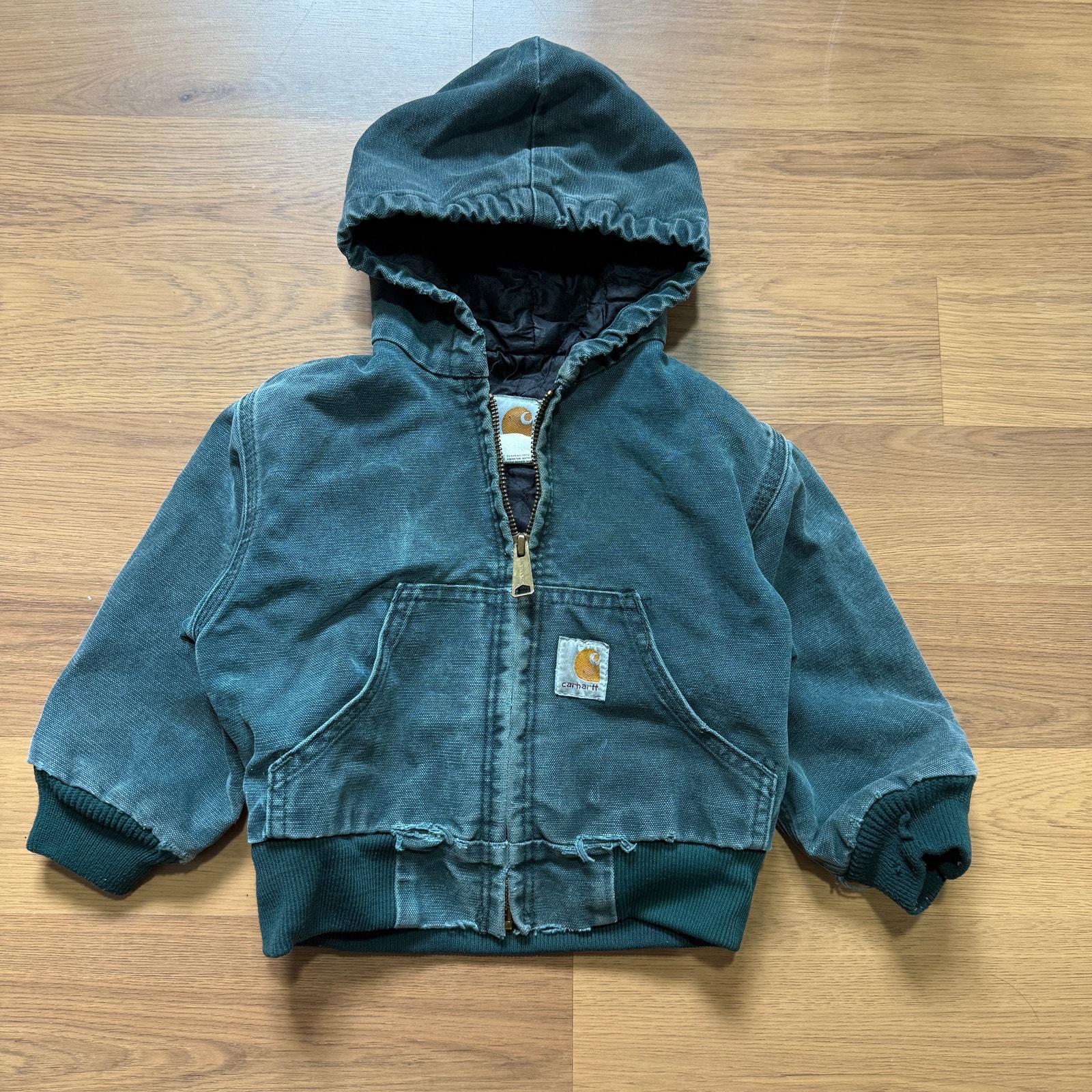 ヴィンテージ　Carhartt　デトロイトジャケット　キッズ キッズ 古着 90s USA製 Carhartt 裏地フリース ブラック ダック