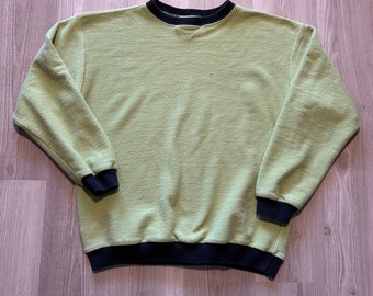 Vintage 90's Columbia Knit Green Black Crewneck Pullover Sweatshirt Sz Large L