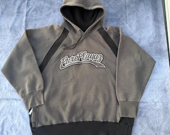 Sudadera con capucha vintage Y2k Pure Playaz gris y negra para hombre, talla XL