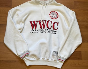 Vintage 90's WWCC Western Wyoming Community College White Pullover Sweatshirt XL