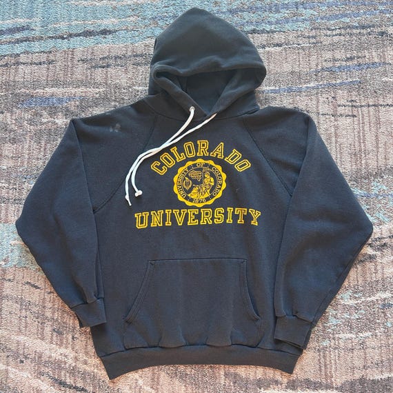 Vintage 80 s CU Buffs Colorado Buffaloes Black Hoodie Pullover Sweatshirt Sz M Etsy