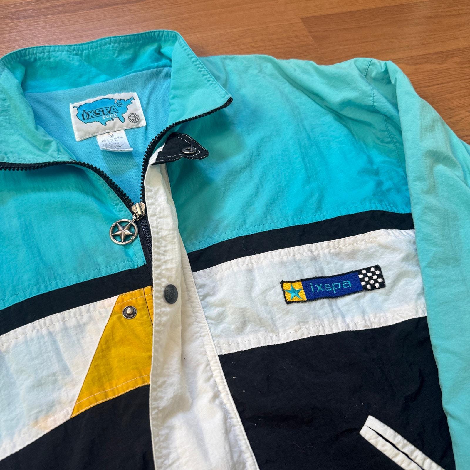 Men's Vintage 90's IXSPA Blue Black Zip up Lined Windbreaker