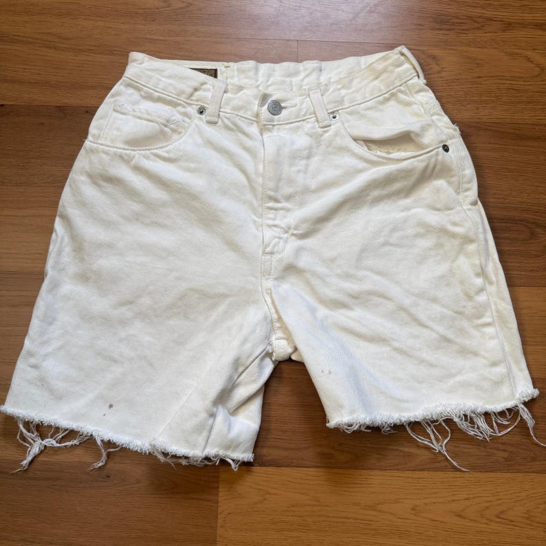 Lot of 2 Women's Vintage 1970's Edwin White Cutoff Denim Jean Shorts Jorts Sz 26 image 9