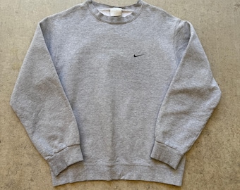 Men's Vintage 90's Nike Essential Gray Blank Crewneck Pullover Sweatshirt Sz S