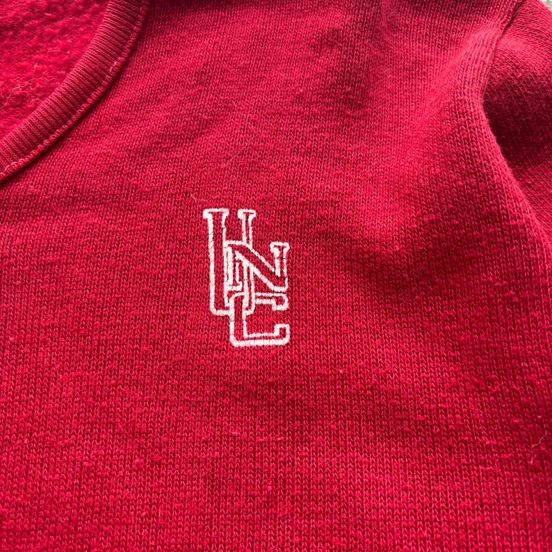 Vintage 80's Champion UNC North Carolina Tar Heels Red V-Neck Pullover Sweater M image 2
