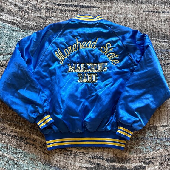 Vintage 80 s Morehead State Marching Band Blue Satin Bomber Jacket Sz Large VTG Etsy Canada