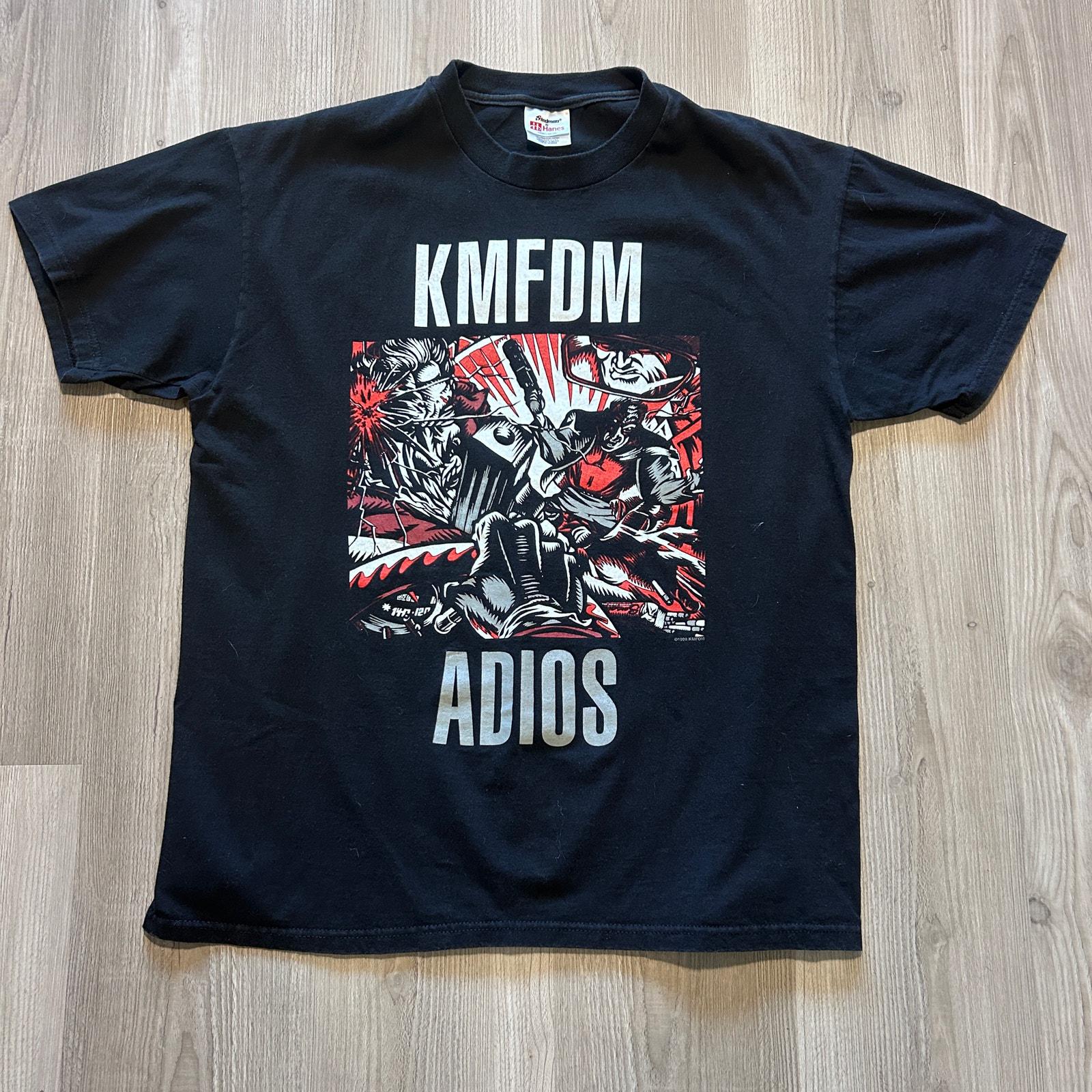 90s ビンテージ　KMFDM バンドTシャツ Vintage 90s KMFDM A Drug Against War Band T-Shirt Men's Size XL