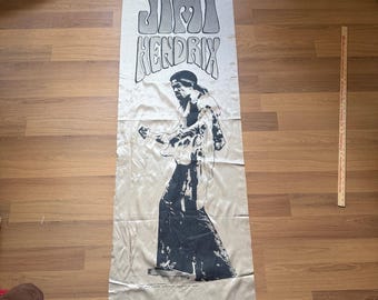Vintage 1988 Jimi Hendrix groot satijnen wandtapijt spandoek concert poster 22 x 72 inch