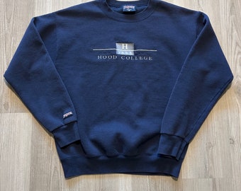 Vintage 90er Jahre Jansport Hood College Marineblau Crewneck Pullover Sweatshirt Sz M