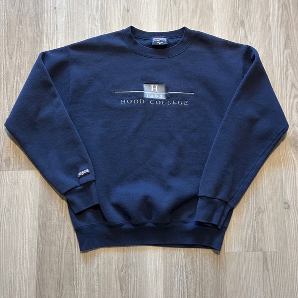 Vintage 90's Jansport Hood College Navy Blue Crewneck Pullover Sweatshirt Sz M