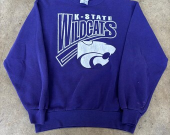 Vintage 90's KSU Kansas State Wildcats Purple Crewneck Pullover Sweatshirt Sz M
