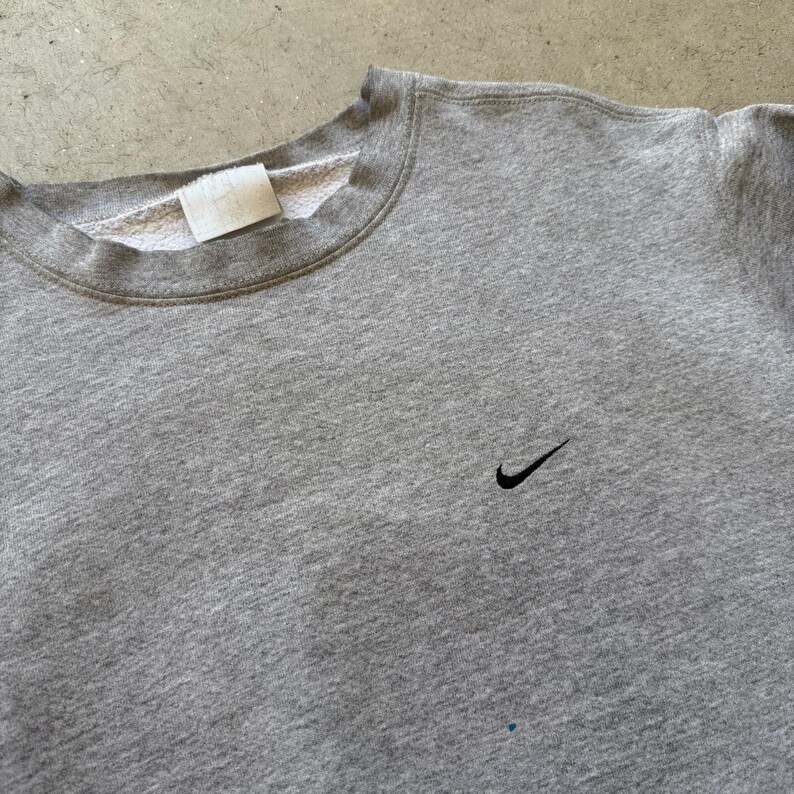 Men's Vintage 90's Nike Essential Gray Blank Crewneck Pullover Sweatshirt Sz S image 2