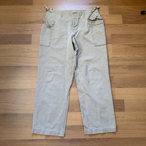 Men's Vintage 2000's Gap Beige Tan Cargo Multi-Pocket Military Pants Sz 36 x 34