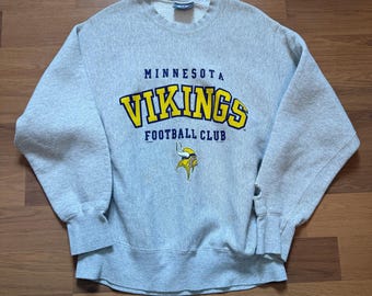 vintage des années 90 Minnesota Vikings gris armure pull ras du cou sweat-shirt Sz Large