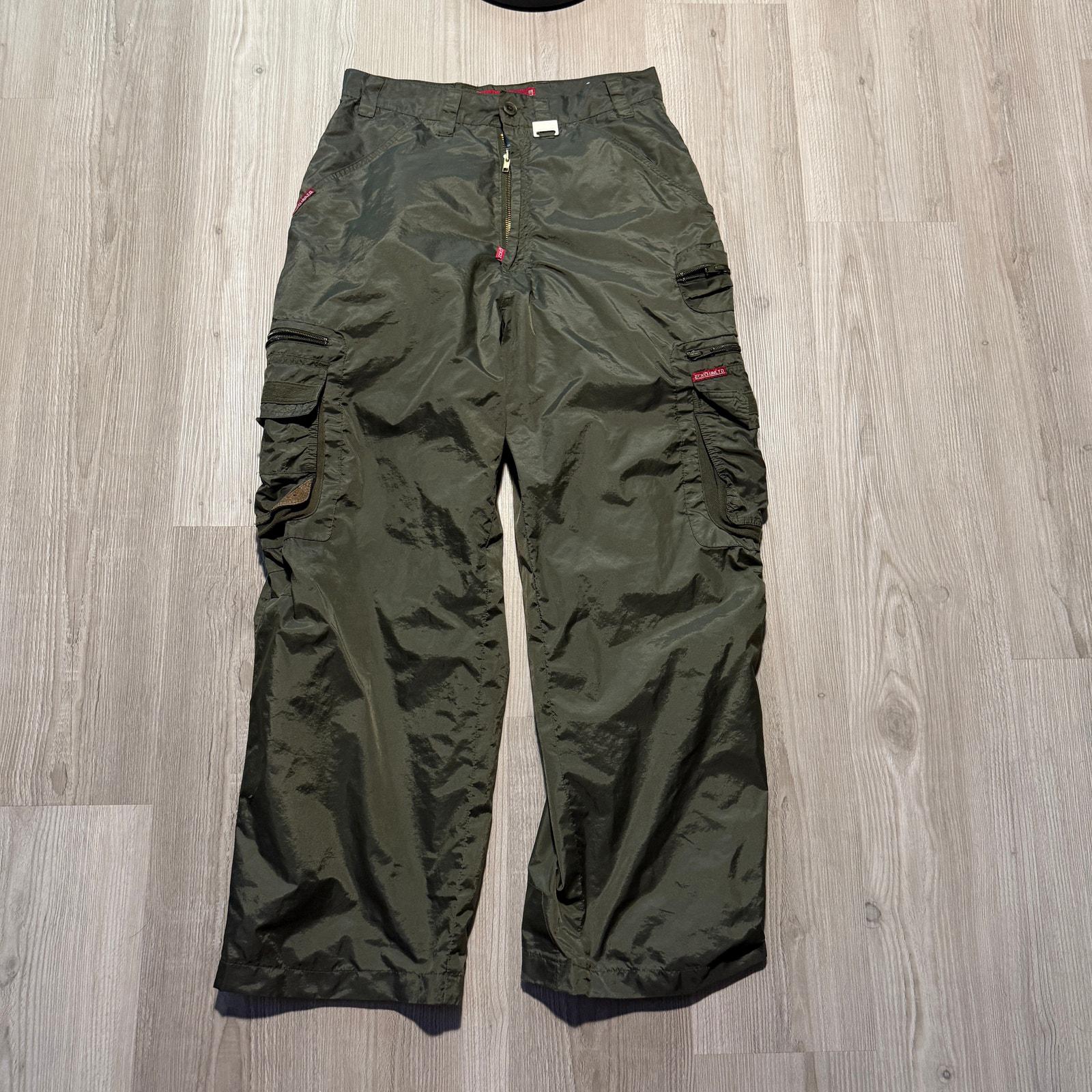 え*の様 1990s Y2K Millitary Design GimmickC Vintage Y2k Clash Jeans Mid Size 13 Embroidered Floral