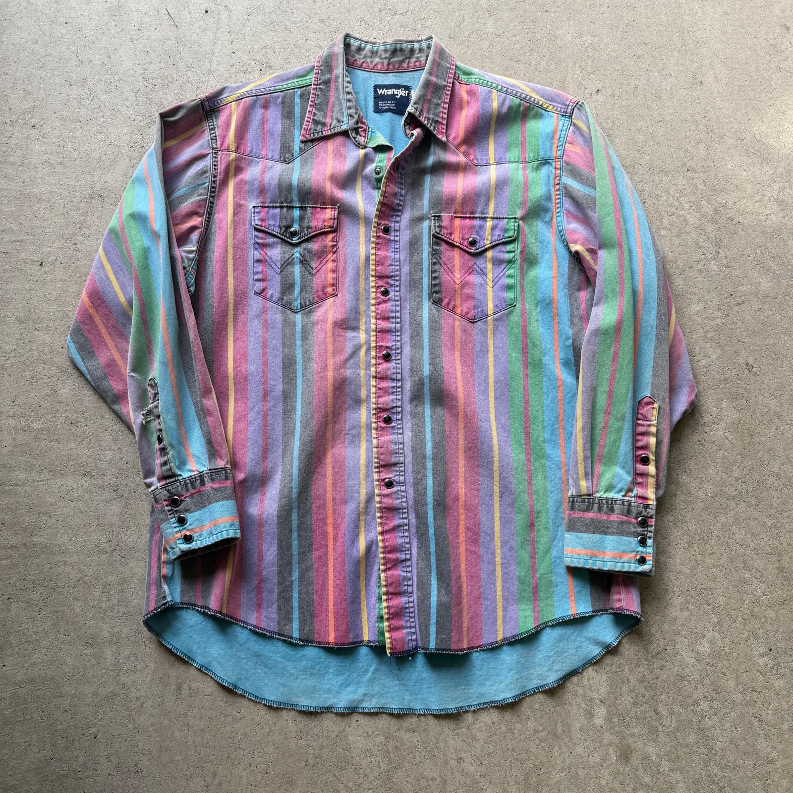Vintage 90's Wrangler Striped Brushpopper Western Pastel Long