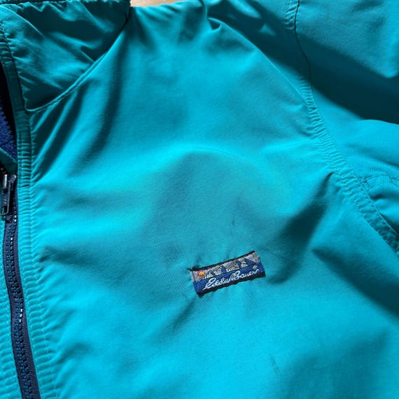 Men's Vintage 90's Eddie Bauer Teal Blue Fleece Lined Zip up