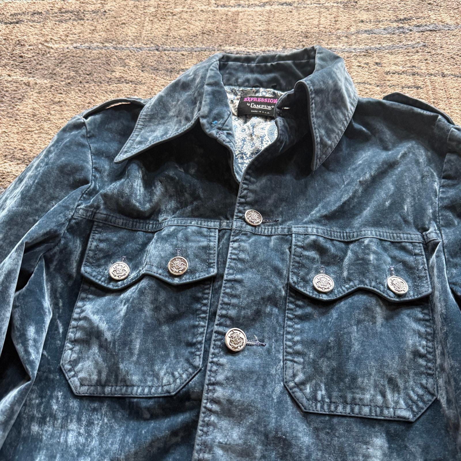 レディース ヴィンテージ 70年代 Expressions by Campus ブルー ベロア