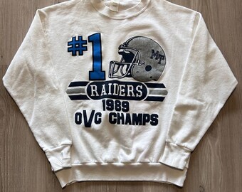 Vintage 1989 Middle Tennessee Raiders Football OVC Champs Crewneck Sweatshirt L
