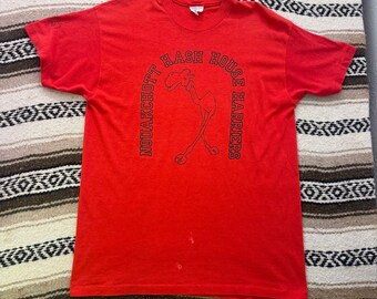 Vintage 80's Nouakchott Hash House Harriers Camel Red 100th Run Tee Shirt Sz XL