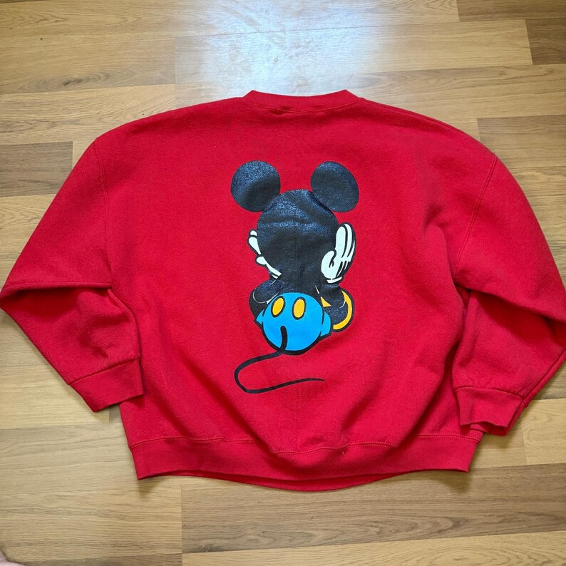 Women's Vintage 90's Mickey Mouse Disney Double Sided Crewneck Sweatshirt Sz L image 4