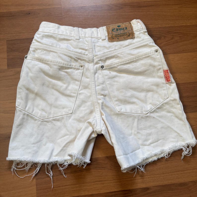 Lot of 2 Women's Vintage 1970's Edwin White Cutoff Denim Jean Shorts Jorts Sz 26 image 6