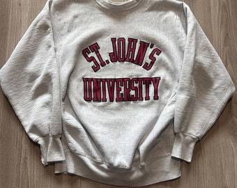 Vintage 80's St. Johns University Red Storm Weave Crewneck Pullover Sweatshirt L