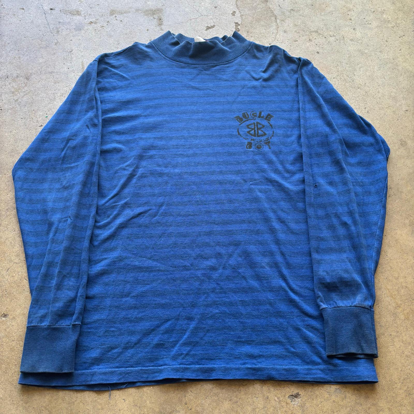 Men's Vintage 90's Bugle Boy Blue Striped Mock Neck Pullover