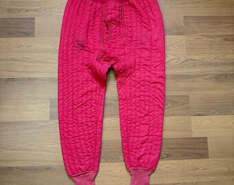 Men's Vintage 1950's Bodygard Red Waffle Knit Lined Red Thermal Quilted Pants L