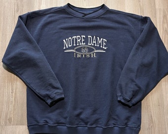 Vintage 90's Notre Dame Fighting Irish Blue Crewneck Pullover Sweatshirt Dx XL