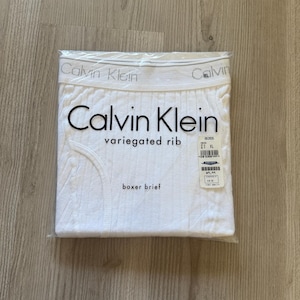 Men&#39;s Vintage 1996 Calvin Klein Variegated Rib White Boxer Briefs Underwear XL