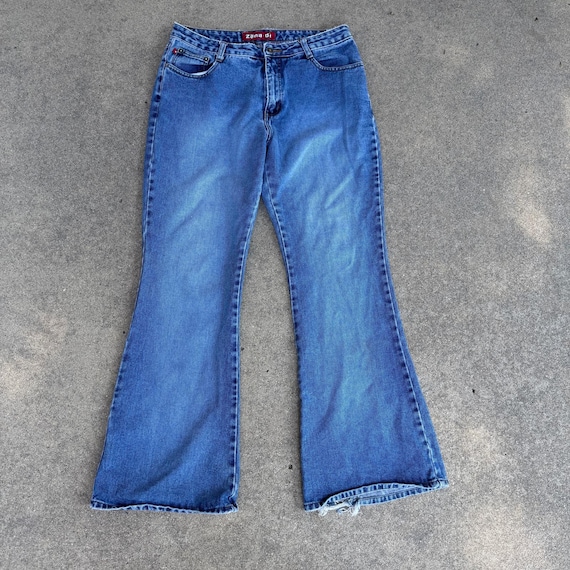 Women's Vintage Y2k Zana-di Midwash Blue Denim Flare Bell Bottoms