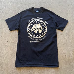 Vintage 1989 Santa Fe New Mexico Indian Market Black Silver Tee Shirt Sz Large