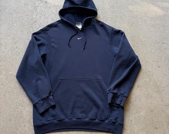 Bluza z kapturem Nike Center Check Swoosh Blue z lat 90. w rozmiarze M